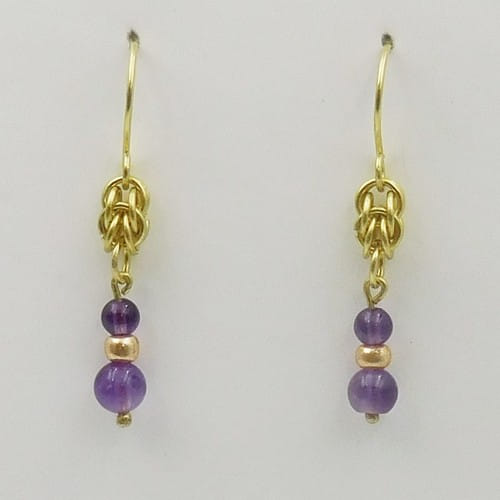 DKC-1145 Earrings Chain Link Brass and Amethyst $60 at Hunter Wolff Gallery